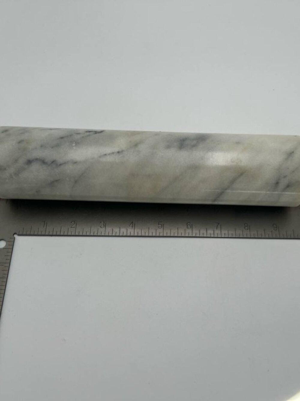 White Gray Marble Rolling Pin with Wooden Handles Heavy Kitchen